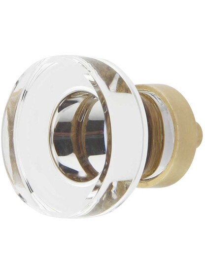 Grayson Crystal Glass Cabinet Knob - 1-1/4 inch Diameter in Antique Brass.